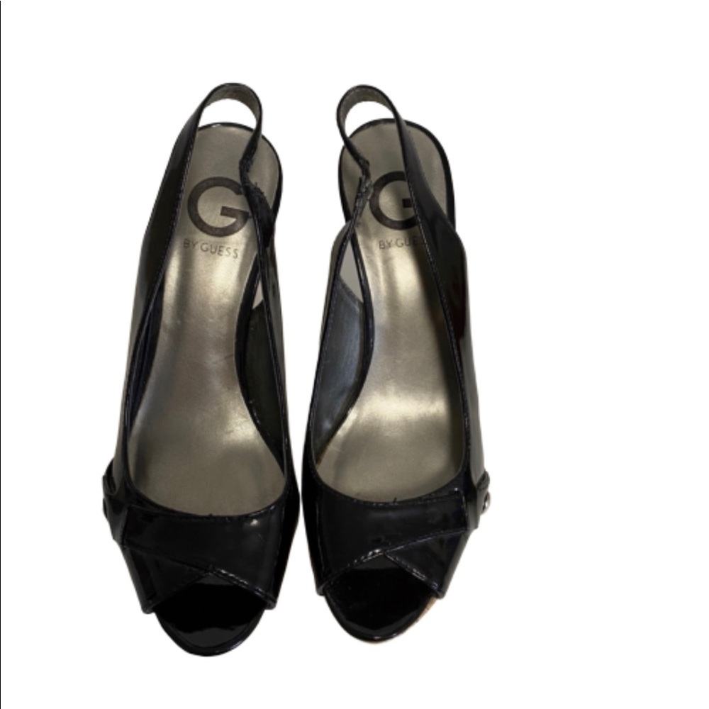 Guess patent leather slingback cork heels size 6.5